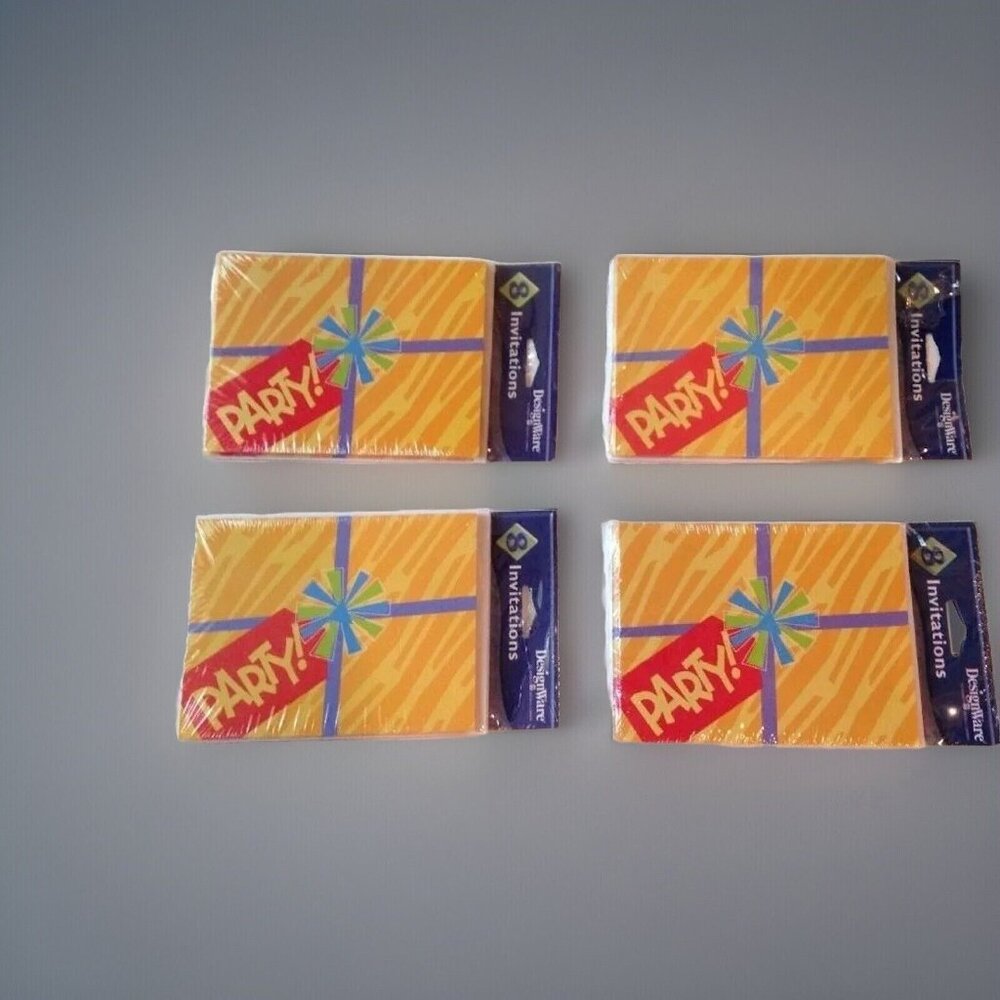 Party Invitations DesignWare American Greetings 4 Packs of 8 Yellow Colorful NEW